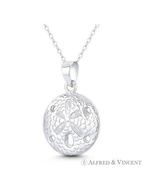 Sand Dollar Ocean Sealife Charm Pendant in .925 Sterling Silver